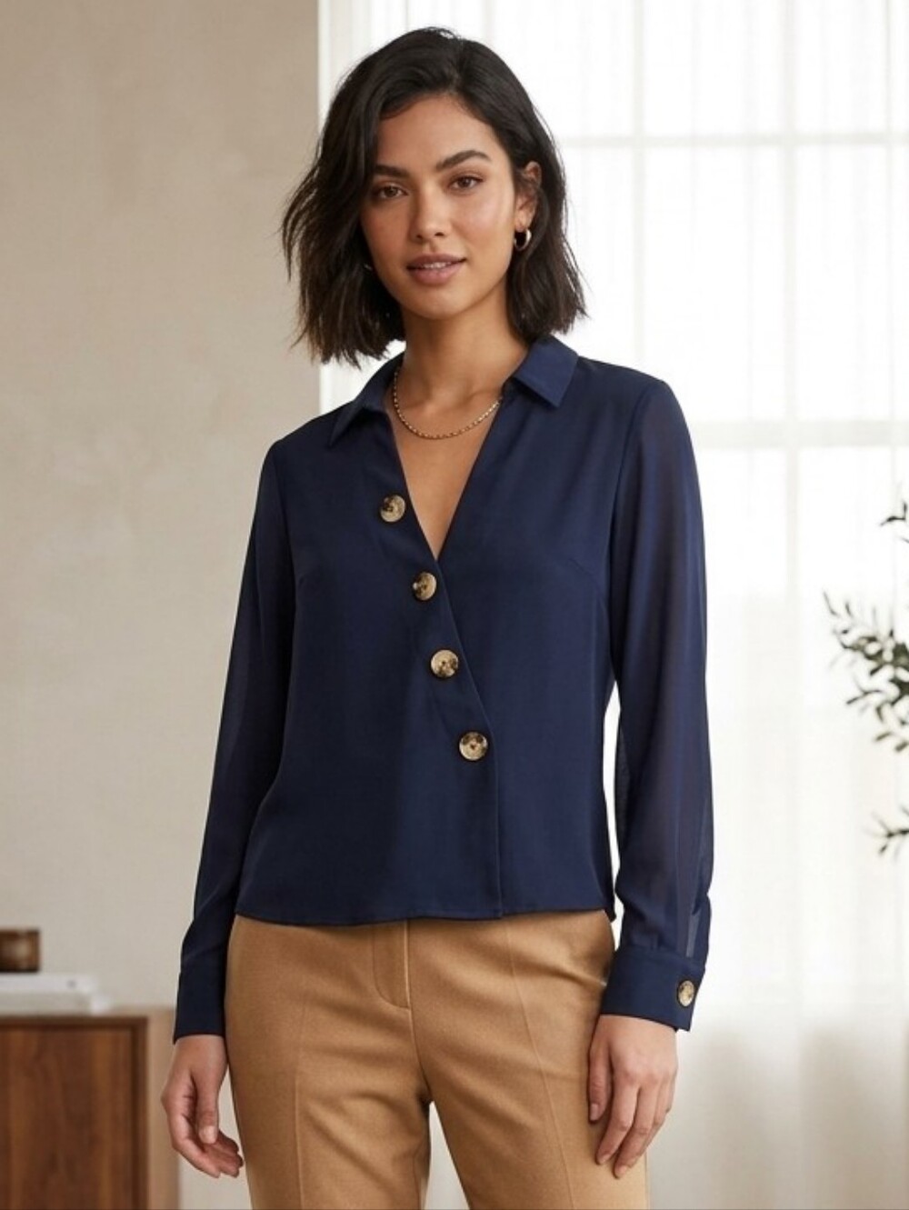 Dynamite Navy Blouse